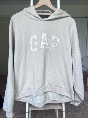 Gap Oversized Tan Embroidered Logo Hoodie Super Soft Women’s Large